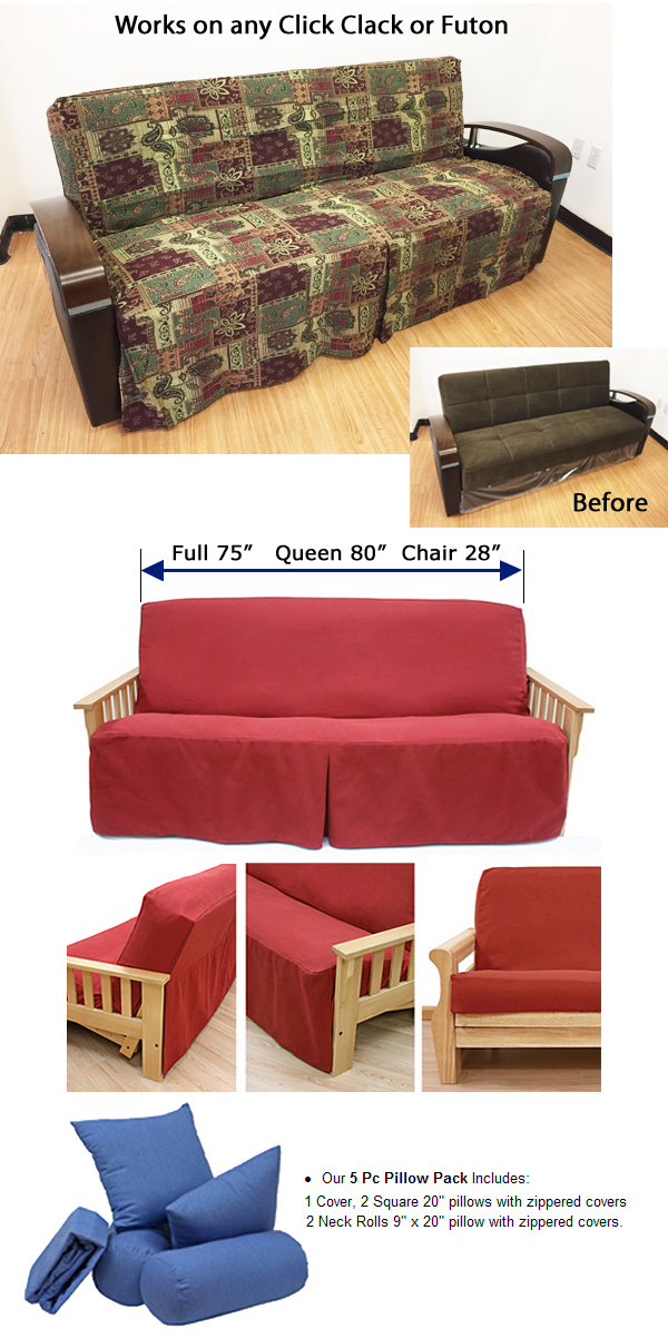 Skirted Slipcovers aka Skirted Futon Cover makes upholstered furniture out of basic futon